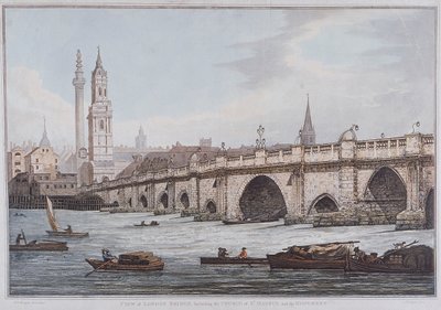 London Bridge starý, Londýn, 1790 od Joseph Constantine Stadler