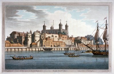 Jižní pohled na Tower of London s loděmi na řece Temži, 1795 od Joseph Constantine Stadler
