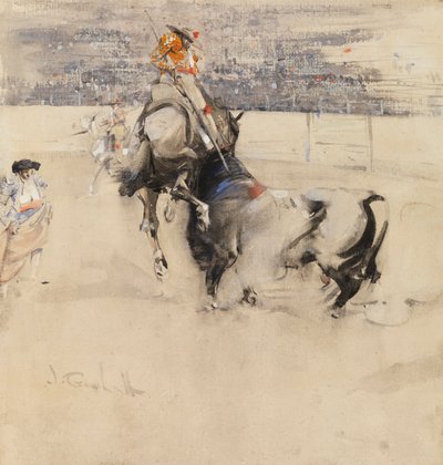 Býčí zápasy v Algeciras (akvarel s tělovou barvou na papíře) od Joseph Crawhall