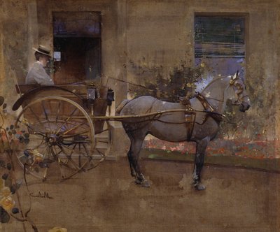 Vozík Governess (kvaš na plátně) od Joseph Crawhall
