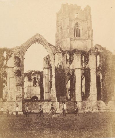 Fountains Abbey. Východní okno a věž, 50. léta 19. století. od Joseph Cundall