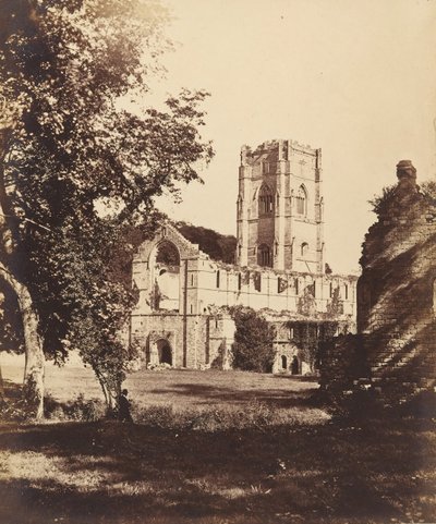 Fountains Abbey. Kostel, klášter a hospitium, 50. léta 19. století. od Joseph Cundall