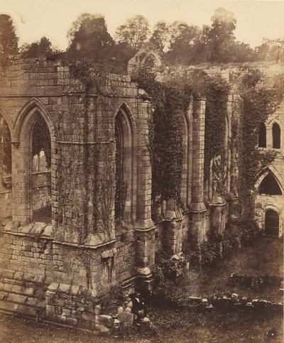 Fountains Abbey. Refektář a kuchyně, 50. léta 19. století. od Joseph Cundall