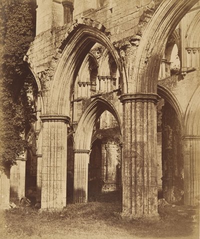 opatství Rievaulx. Pohled přes sbor, 50. léta 19. století. od Joseph Cundall