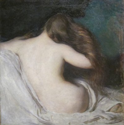 Žena sušící vlasy od Joseph DeCamp