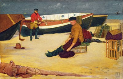 Cleaning the Lines, 1900 (wc na papíře) od Joseph Edward Southall