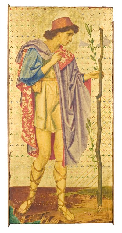 Crystofore, 1898-99 (kombinovaná média na opracovaném zlatém panelu) (detail 342697) od Joseph Edward Southall