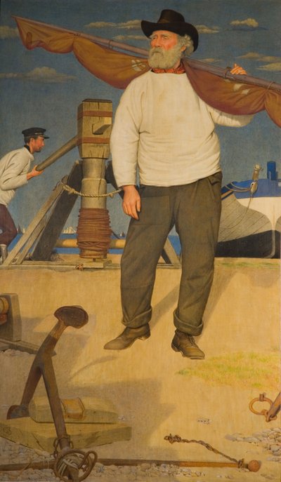 Rybář nesoucí plachtu, 1907. od Joseph Edward Southall