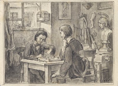 Šachisté v ateliéru sochaře od Joseph Eugen Hörwarter