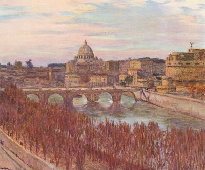Řím: Pohled na Řím z paláce Primoli (barevná litografie) od Joseph Felix Bouchor