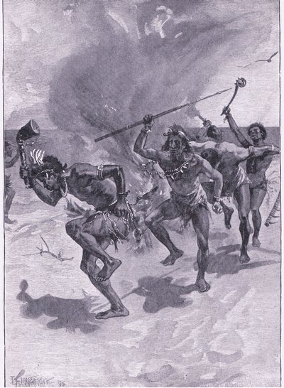 Všichni tančili kolem ohně (litho) od Joseph Finnemore