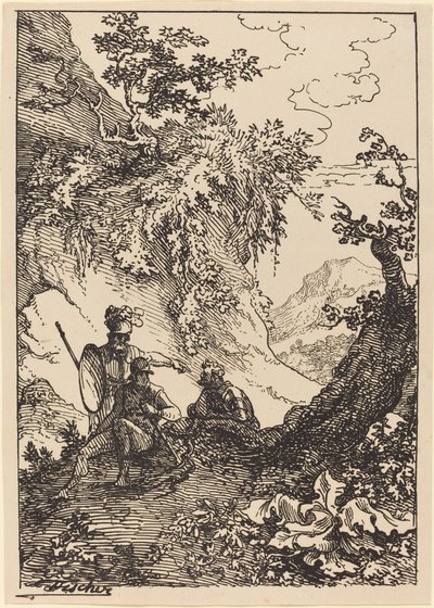 Krajina s muži v brnění, pařez od Joseph Fischer