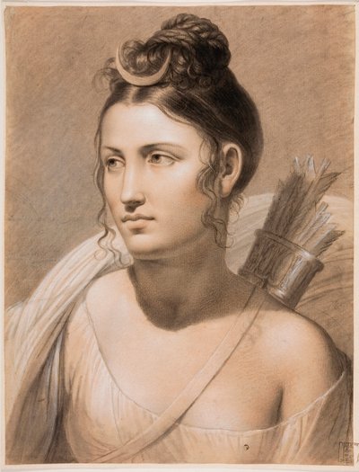 ""Diane"" (Diana) Pastel od Josepha-Francoise Ducqa (1762-1829) Muzeum Groeninge z 18. století, Bruggy od Joseph François Ducq
