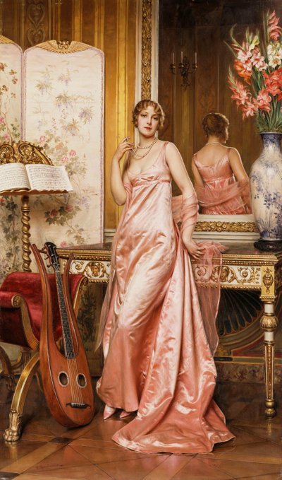 Elegantní dáma v interiéru, od Joseph Frederick Charles Soulacroix