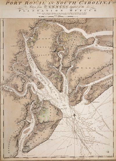 Mapa Port Royal v Jižní Karolíně, Spojené státy americké od Joseph Frederick Wallet DesBarres