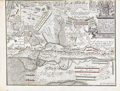 Mapa bitvy u Poltavy dne 27. června 1709 od Joseph Friedrich Leopold