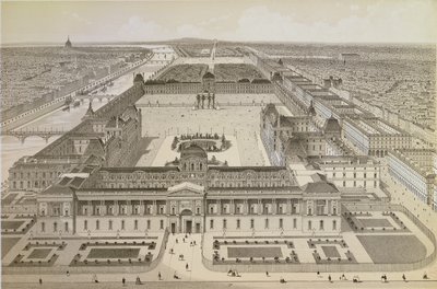 Pohled na Louvre a Tuileries, c.1850 od Joseph Gabriel Aubrun