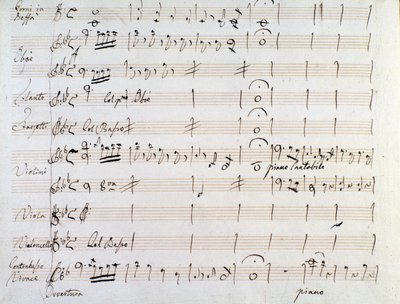 První stránka hudební partitury menuetu v Armidě od J Haydna (1784) od Joseph Haydn
