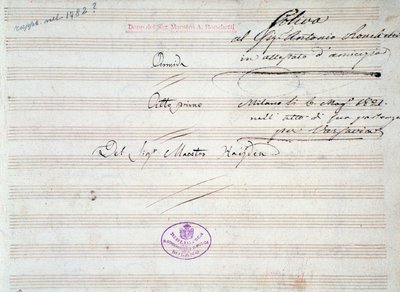 První stránka hudební partitury menuetu v Armidě od J Haydna (1821) od Joseph Haydn