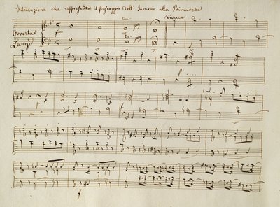 Předehra z partitury ‚Jaro‘, z oratoria ‚The Seasons‘, poprvé provedena v dubnu 1801 od Joseph Haydn