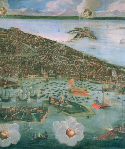 Pohled z ptačí perspektivy na Benátky (detail 170292 a 61004) od Joseph Heintz der Jüngere