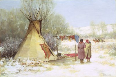 Indiáni vracející se do zimního tábora (olej na plátně) od Joseph Henry Sharp