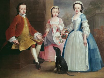 Sara, Anna a Evan Daviesovi se svým psem od Joseph Highmore