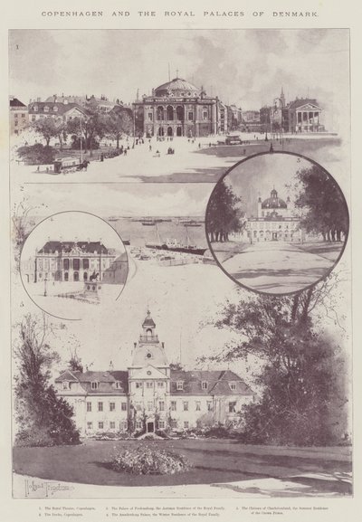 Kodaň a dánské královské paláce od Joseph Holland Tringham