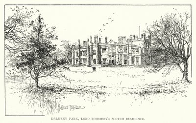 Dalmeny Park, skotská rezidence lorda Roseberyho (litografie) od Joseph Holland Tringham