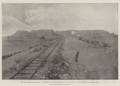 De Aar, ukazující železnici do Kimberley, s Tafelbergem v dálce, vzdálenou asi třicet pět mil od Joseph Holland Tringham