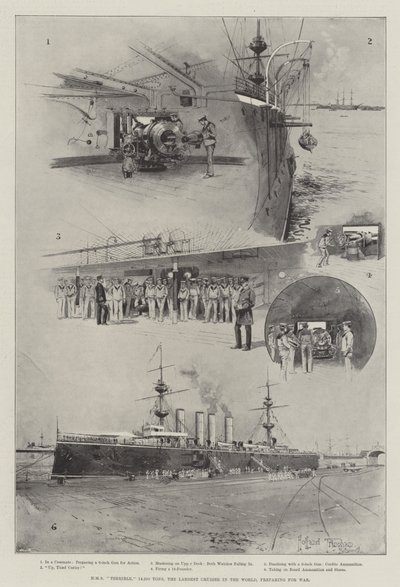 HMS Terrible, 14 220 tun, největší křižník na světě, připravující se na válku od Joseph Holland Tringham