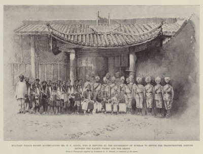 Doprovod vojenské policie doprovázející pana H F Hertze, který je pověřen vládou Barmy, aby urovnal přeshraniční spor mezi kmeny Kachin a Shany od Joseph Holland Tringham