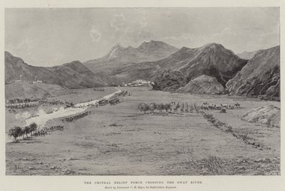 Chitral Relief Force překračující řeku Swat od Joseph Holland Tringham