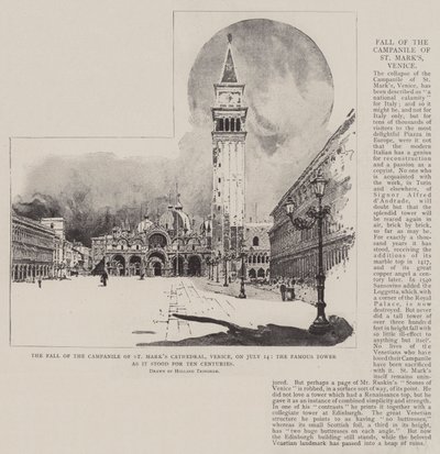 Pád zvonice katedrály svatého Marka, Benátky, 14. července, Slavná věž, jak stála deset století od Joseph Holland Tringham