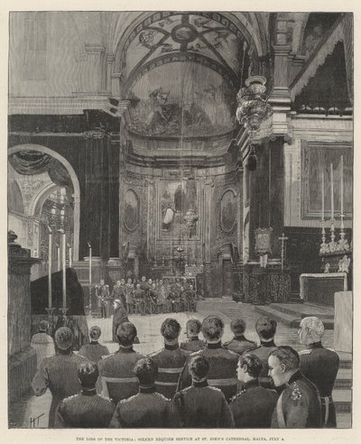 Ztráta Viktorie, slavnostní zádušní mše v katedrále sv. Jana, Malta, 4. července od Joseph Holland Tringham