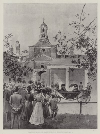Královna v Londýně, Její Veličenstvo na cestě do Kensingtonského paláce, 15. května od Joseph Holland Tringham