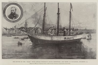 Návrat Framu s arktickou expedicí kapitána Sverdrupa, loď ve Stavangeru, 19. září od Joseph Holland Tringham