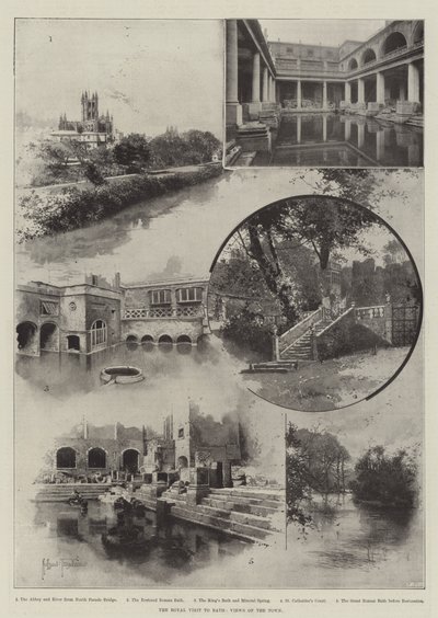 Královská návštěva Bath, výhledy na město od Joseph Holland Tringham