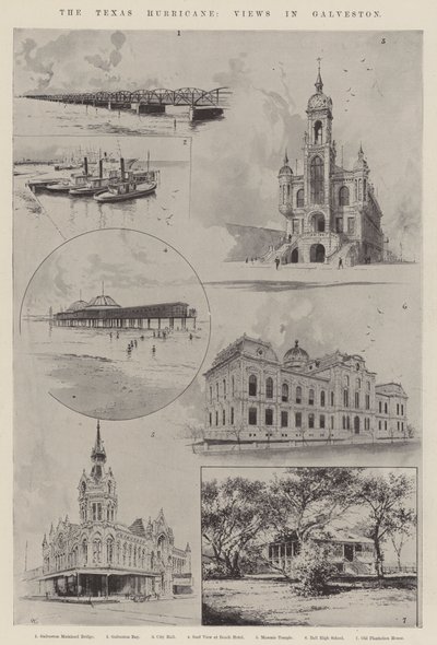 Texaský hurikán, pohledy v Galvestonu od Joseph Holland Tringham