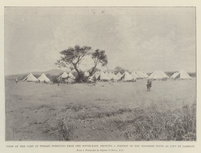 Pohled na tábor v Pitsani Pothlugo z jihovýchodu, ukazující část stanů vojáků, jak je zanechal Jameson od Joseph Holland Tringham