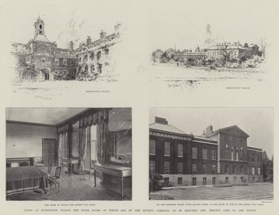 Pohledy na Kensingtonský palác, jehož státní komnaty mají být z příkazu královny restaurovány a zpřístupněny veřejnosti od Joseph Holland Tringham
