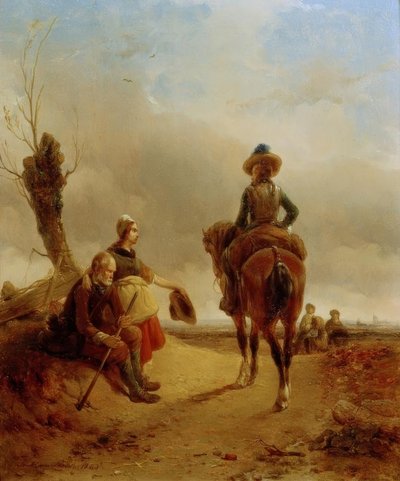 Krajina s barokní jezdeckou scénou od Joseph Jodocus Moerenhout