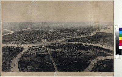 Panorama Petrohradu a okolí z ptačí perspektivy - Iosif Iosifovič Karel Veliký (1824-1870). Akvatinta, druhá polovina 19. stol.. Státní muzeum historie Petrohradu od Joseph Jossifovich Charlemagne