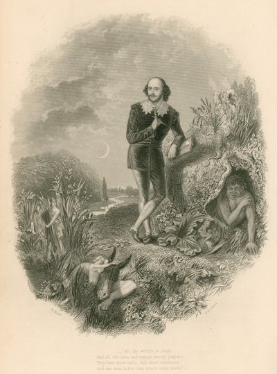 Portrét Shakespeara s různými jeho výtvory od Joseph Kenny Meadows