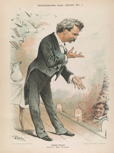 Mark Twain, nejlepší americký humorista, kolem roku 1885 (litho) od Joseph Keppler
