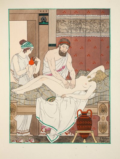 Lékařská masáž, ilustrace z 