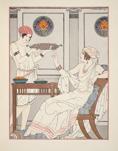 Nestřídmá konzumace sezamových koláčů a sladkostí s medem, ilustrace z 