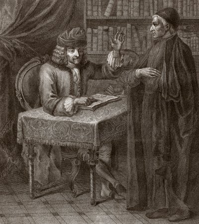 „Voltaire a mnich – VOLTIER, Francois-Marie Arouet – s duchovenstvem. Voltaire a kněz (náboženství) - rytina Josepha Lanteho - 1764 od Joseph Lante