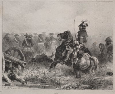Jezdecká scéna od Joseph-Louis Hippolyte Bellange