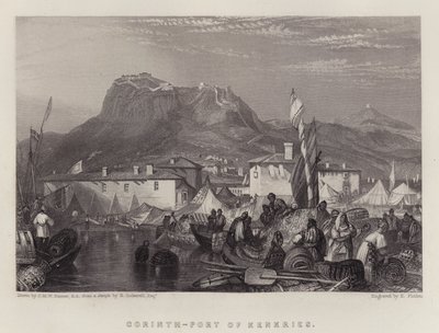Korint, Port of Kenkries (barva litho) od Joseph Mallord William (after) Turner